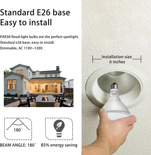 Miniatura 3 de Gonhom Par38 Bombillas LED de Inundación para Exteriores, Regulables 1800LM, 20W Reemplaza hasta 200W, Bombillas de Luz de Inundación para 5000K