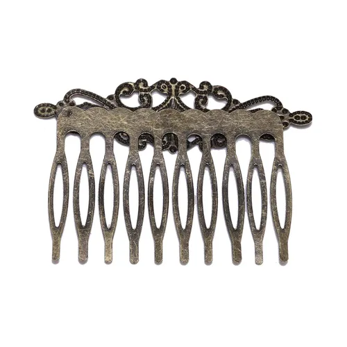 Miniatura 4 de 5 unids/lote 52 × 2.205 in pasadores de bronce antiguo dientes horquillas de metal hallazgos DIY peine de pelo suministros para la fabricación