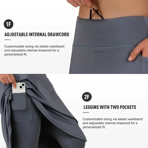 Miniatura 5 de ANIVIVO Leggings largos hasta la rodilla para mujer, leggings capri con faldas de cintura alta