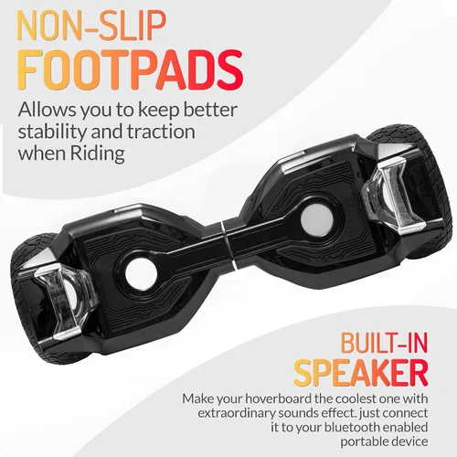 Miniatura 4 de 8.5” All Terrain Hover Board, Off Road Self Balancing Scooter with Bluetooth and LED Lights, UL2272 Safety Certified Negro