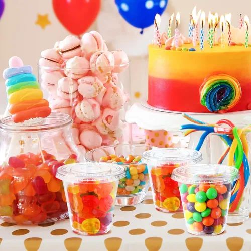 Miniatura 5 de Eupako Vasos de plástico desechables de 5 onzas con tapas, 200 juegos, vasos de gelatina, tazas de soufflé, tazas de condimentos, tazas de frutas 5