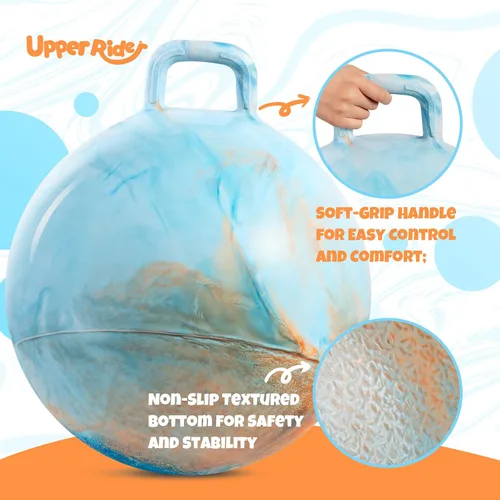 Miniatura 4 de Upper Rider Bola de tolva para niños de 3 a 6 años, bola inflable de 15 pulgadas con asa para niños pequeños, juguetes de salto de hippity hop