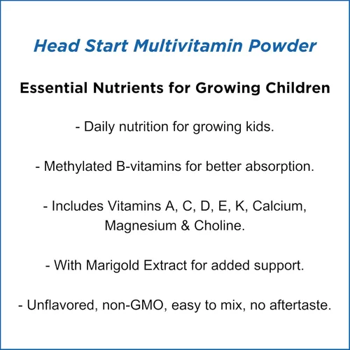 Miniatura 4 de Head Start Multivitamínico en polvo Nutrientes esenciales para niños en crecimiento, vitaminas B metiladas, fácil de mezclar, sin sabores