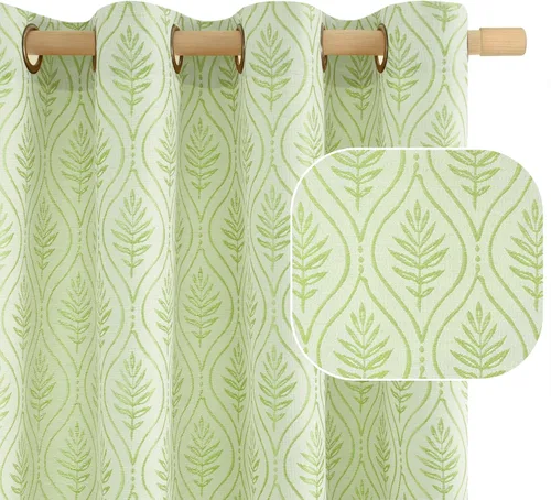 Miniatura 13 de BGment - Cortinas de jacquard de hojas en color amarillo mostaza, 72 pulgadas de largo para sala de estar, patrón botánico de estilo campestre