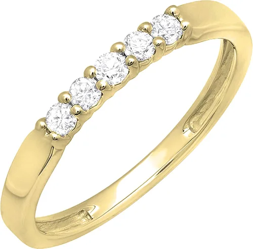 Miniatura 162 de Dazzlingrock Collection Anillo de boda redondo de 5 piedras preciosas o diamantes para mujer en oro macizo de 10 K/14 K/18 K