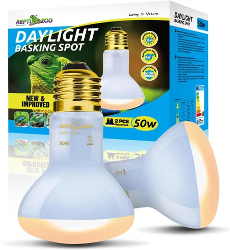 REPTI ZOO Lámpara de calor para reptiles, paquete de 2 lámparas de 50 W para reptiles UVA luz diurna lámpara de calefacción bombilla bombilla luz