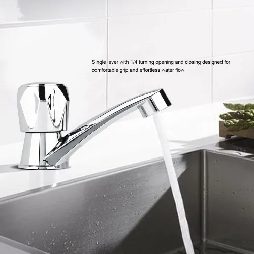 Miniatura 9 de Grifo para lavabo, boquilla de agua de una sola manija, grifo de agua fría G1/2 galvanizado para baño bañera (mango G1/2)