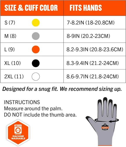 Miniatura 9 de Ergodyne ProFlex 7501 Guantes de Trabajo de Invierno Impermeables con Revestimiento, Palmas Recubiertas de Nitrilo Arenoso, Forro Polar Térmico