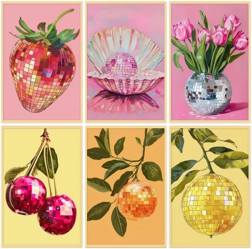 Miniatura 10 de Clendo Juego de 6 paquetes de pintura por números para adultos, kit de pintura por números de flores fáciles para adultos en lienzo sin marco