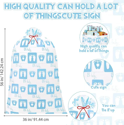 Miniatura 2 de Zonon 3 bolsas extragrandes para baby shower, tamaño gigante, de gran tamaño, bolsa de regalo de plástico para revelación de género, bolsa