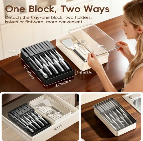 Miniatura 7 de MAD SHARK Juego de cuchillos de cocina de 11 piezas con bloque, cuchillos de acero inoxidable de alto carbono con varilla afiladora, mango