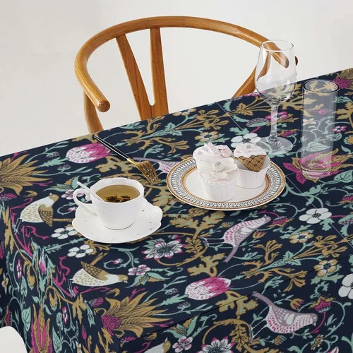 Miniatura 314 de Mantel Floral Retro de Pájaros, Diseño Original Bohemio William Morris Estampado Cubierta de Mesa para Hogar Picnic Fiesta Comedor Cocina William