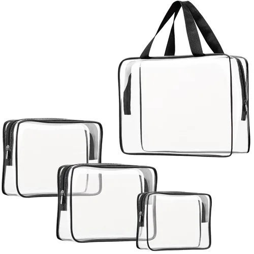 Miniatura 27 de Kit de 3 piezas de bolsas de artículos de aseo de viaje de PVC cristalino para mujeres y hombres, organizador de embalaje de vinilo impermeable