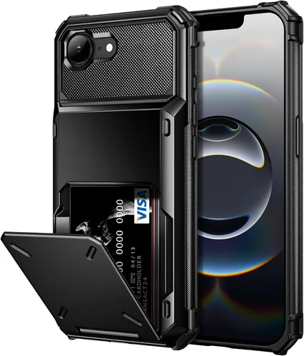 Miniatura 17 de Vofolen Funda compatible con iPhone 12, cartera 5G, 4 ranuras para tarjetas, tarjetero con bolsillo oculto, doble capa, cubierta trasera protectora