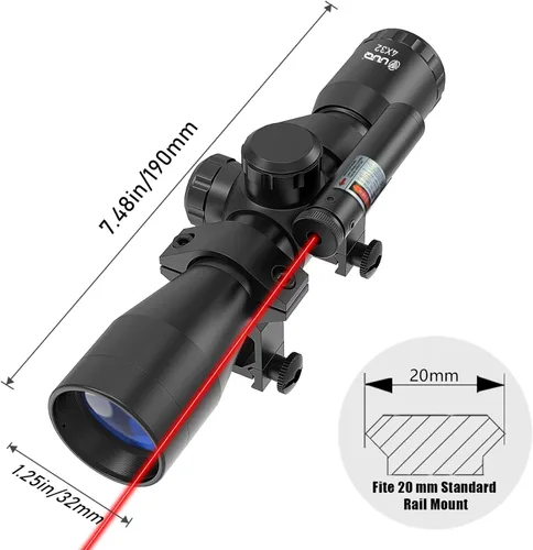 Miniatura 2 de UUQ Tactical 4X32 Compact .223 .308 Scope Rangefinder Reticle/w 20mm Picatiny or 11mm Dovetail Ring Mounts