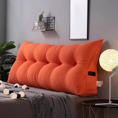 Miniatura 11 de Almohada triangular de cuña, respaldo de cabecera de vellón, cojín grande para reposo en cama, almohadas de lectura, almohada de apoyo de Azul