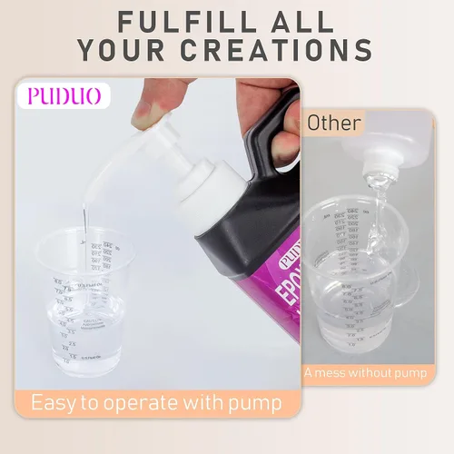 Miniatura 7 de Kit de Resina Epoxy Puduo 36OZ, Resina Epoxy Cristal Clara Recién Formulada, Resina de Arte Fuerte, Sin Burbujas, Anti-Amarilleo, Adecuada para DIY