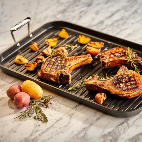 Miniatura 2 de All-Clad HA1 - Sartén para parrilla/plancha antiadherente anodizada dura, 33x51 cm, apta para horno y parrilla, 260°C, juego de ollas y sartenes