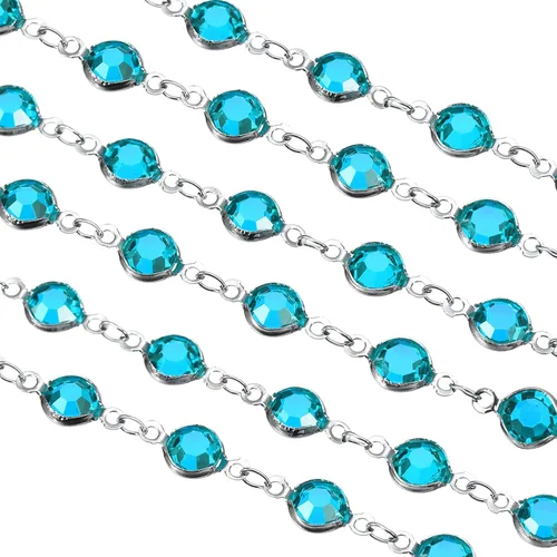 Miniatura 24 de uxcell Cadena de diamantes de imitación blancos de 2 yardas a granel con cadena de latón chapada en plata para hacer joyas, manualidades, pulseras