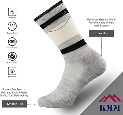 Miniatura 3 de Calcetines acolchados de lana merino para mujer, para exteriores, senderismo, senderismo, senderismo, casual, elegante, colorido, ligero, suave