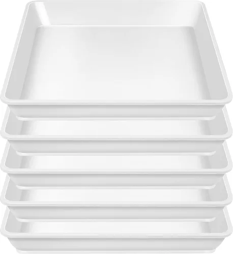 Miniatura 14 de LWALRS Platillo cuadrado para plantas de 6 pulgadas, paquete de 5 platillos de plástico transparente fuerte, macetas cuadradas para plantas