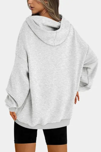 Miniatura 2 de Trendy Queen Sudaderas con capucha de vellón de gran tamaño para mujer, cómodas, casuales, sueltas, ligeras, ropa de otoño e invierno