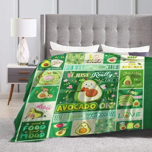 Miniatura 9 de SweetFox Manta de aguacate, divertida y bonita manta de decoración de aguacate, regalos para niñas y niños amantes, súper cálida, suave, ligera