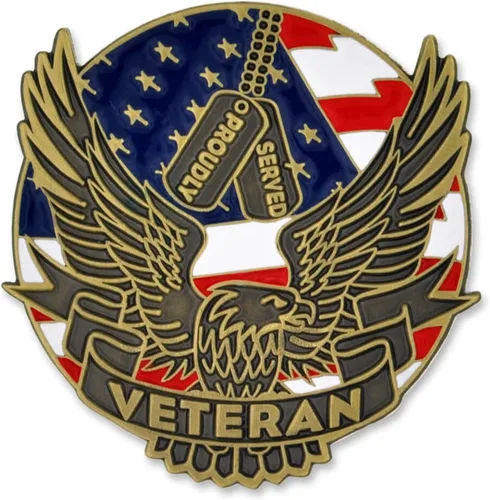 Miniatura 9 de PinMart Pin de veterano – Pin patriótico americano de solapa o sombrero – Orgulloso de ser retirado ejército, marina, fuerza aérea o cuerpo