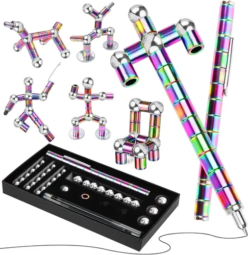 Miniatura 9 de Bolígrafo Magnético de Jugar, Herramienta de Escritura Modular Magnética de Oro Mejorada para Adultos, Juguetes de Escritorio Multifuncionales