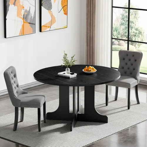 Miniatura 120 de Juego de mesa de comedor de mármol sintético blanco para 6 personas, juego de mesa de comedor extensible de 7 piezas de 63 a 78.74 pulgadas con 6