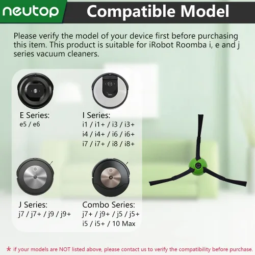 Miniatura 2 de Cepillo de barrido de bordes compatible con iRobot Roomba e, i y j Series e5, e6, i1, i1+, i3, i3+, i4, i4+, i6, i6+, i7, i7+, i8, i8+, Combo j7+