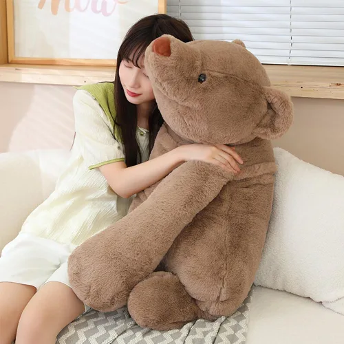 Miniatura 11 de SNOWOLF Animales de peluche de oso con peso, Almohada de peluche de oso marrón de 23.6", Juguetes de peluche súper lindos kawaii, Regalos