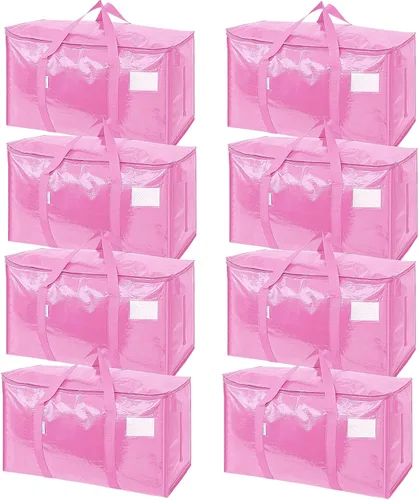 Miniatura 19 de TICONN Paquete de 2 bolsas de mudanza extra grandes resistentes con cremalleras y asas de transporte, bolsas de almacenamiento duraderas