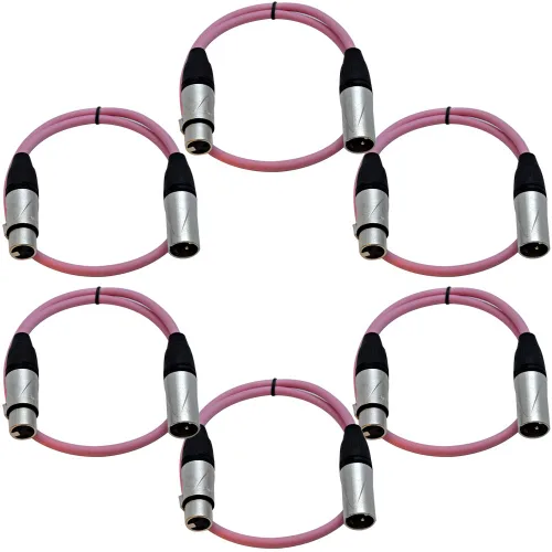 Miniatura 58 de Seismic Audio SAXLX-2Brown-Paquete de 6 cables de conexión XLR de 2 pies marrones - Cables de micrófono - Cables XLR macho a hembra - 2 pies
