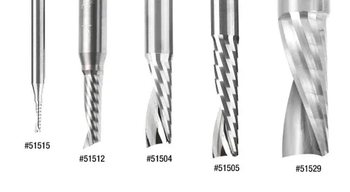 Miniatura 4 de Amana Tool 51515 CNC SC espiral O sola flauta de corte de plástico 1/16 D x 1/4 CH x 1/8 SHK x 2 pulgadas de largo corte descendente broca
