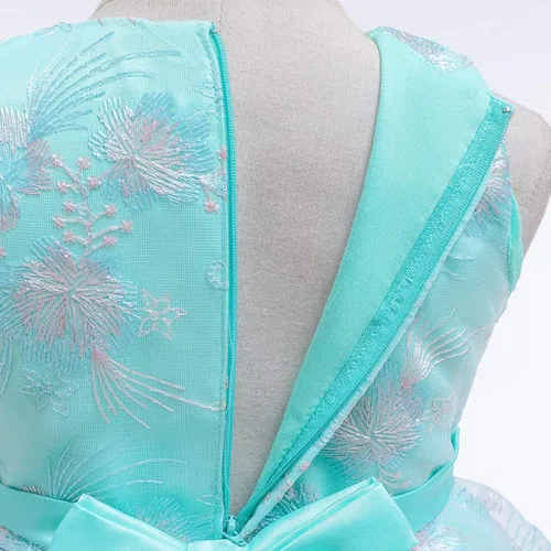 Miniatura 5 de Vestido de dama de honor para niñas con estampado floral, para fiesta de cumpleaños, boda, para primer cumpleaños (verde, 18-24 meses)