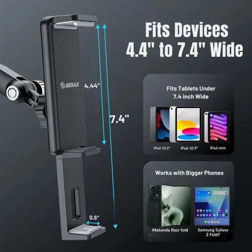 Miniatura 2 de Soporte para tablet para parabrisas de tablero de automóvil, se adapta a dispositivos de 4.5 a 7.25 pulgadas Montaje flexible en salpicadero