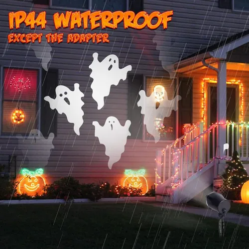 Miniatura 3 de PEIDUO - Proyector LED de Halloween con diseño de fantasma, giratorio, proyectores animados, impermeables, para exteriores, paisaje, iluminación