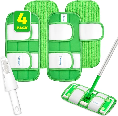 Miniatura 9 de Paquete de 2 almohadillas de microfibra reutilizables, compatibles con Swiffer Sweeper, paños lavables a máquina, repuestos para limpieza de todos