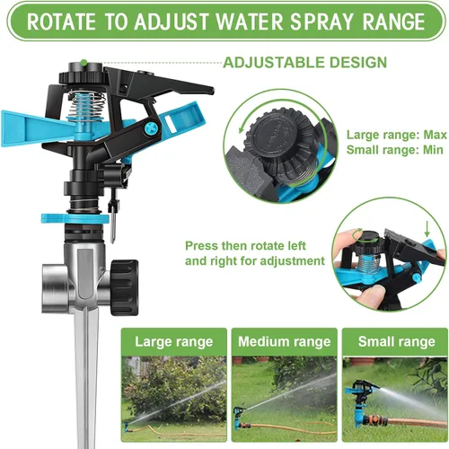 Miniatura 4 de Aspersor automático para jardín, rociador de agua giratorio de 360 grados, para césped, jardín, flores, césped, riego, tiempo de juego para niños