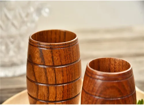 Miniatura 3 de Taza de cerveza de madera con forma de barril de madera de 6.4 fl oz, taza de cerveza retro, jarra artesanal, para vino, café, té, cerveza, regalo