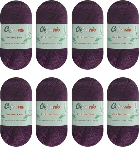 Miniatura 13 de 8 madejas de hilo para tejer a ganchillo, 70% rayón derivado de bambú, 30% algodón, peso superfino fingering, Sunny Cat Cotonnio importado