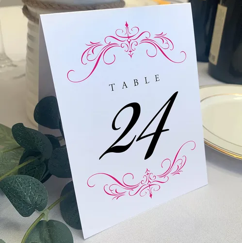 Miniatura 19 de Classic Flourish - Números de mesa de boda, negro, 1-10, doble cara, tienda de campaña o uso en un soporte, ideal para fiestas y restaurantes