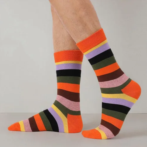 Miniatura 35 de TOEJYJ Calcetines de vestir divertidos para hombre, paquete de calcetines casuales divertidos, coloridos calcetines de algodón a rayas, talla 10-13