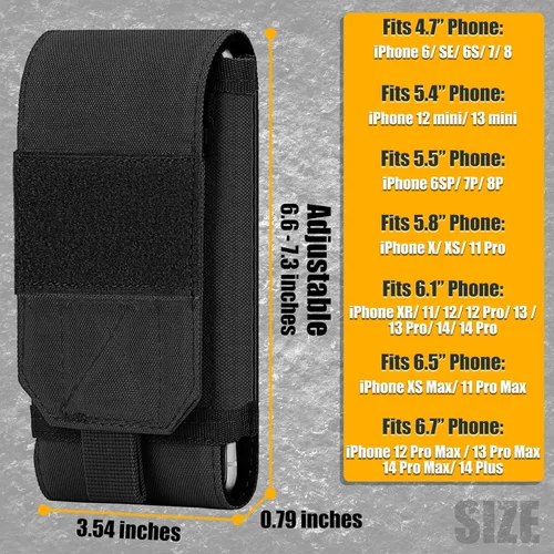 Miniatura 2 de Funda Táctica Molle para Teléfono, Funda de Cinturón con Asa de Bucle Resistente con Parche de Bandera para iPhone 17 Pro Max/Air/17 Pro/17/16 Pro