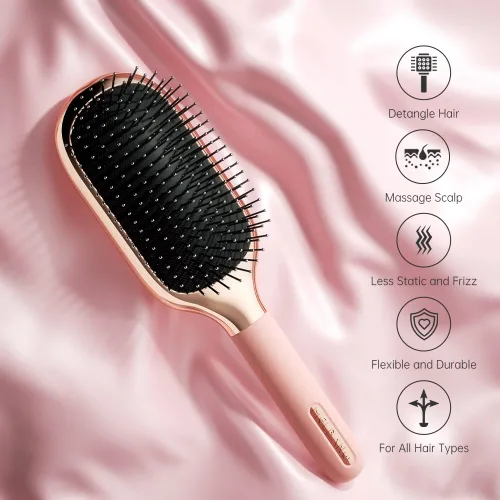 Miniatura 8 de Melbang Cepillo de pelo para cabello grueso, rizado, fino, largo, corto, húmedo o seco, añade brillo y hace que el cabello sea suave, peine cepillo