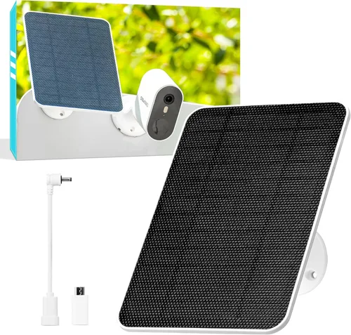 Panel solar de 5 V para cámaras Seucrity, para Bird Feeder Trail Cam, Ring Tapo Eufy Vicohome Eseecloud, nativo USB-C, Micro-USB y DC 0.138 in*