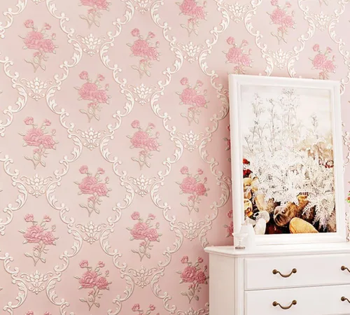 Miniatura 3 de GLOW4U Papel de Contacto Floral de Rosas en Relieve Autoadhesivo Papel Tapiz No Tejido Despegar y Pegar Decoración de Pared para Niñas Sala de Estar