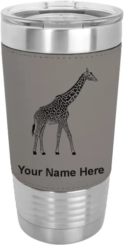 Miniatura 16 de LaserGram Vaso aislado al vacío de 20 onzas, jirafa, grabado personalizado incluido (piel sintética, estilo béisbol)