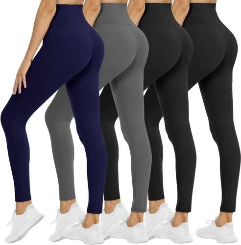 Miniatura 41 de NexiEpoch - Paquete de 4 leggings suaves para mujer, con bolsillos, control de abdomen y cintura alta, pantalones capri para yoga y ejercicio